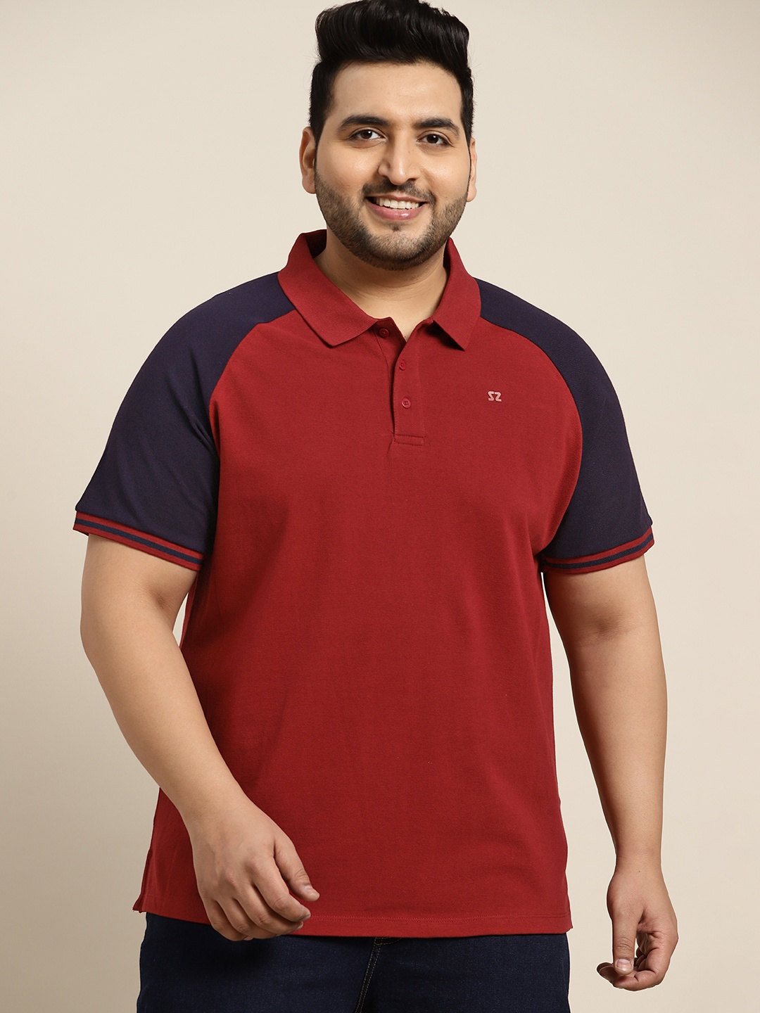 

Sztori Men Plus Size Maroon Polo Collar Pure Cotton T-shirt