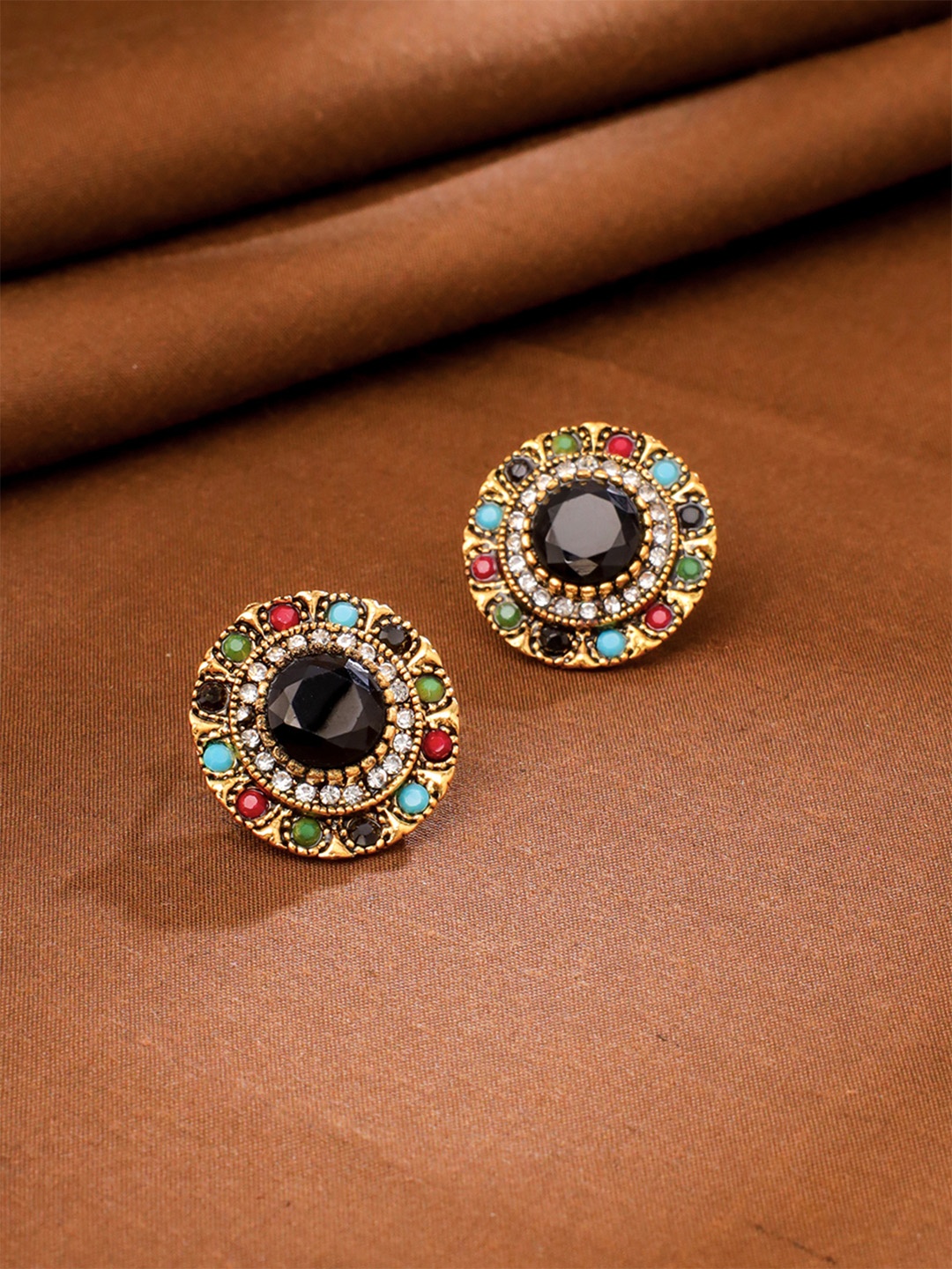 

Yellow Chimes Gold-Toned Circular Studs Earrings