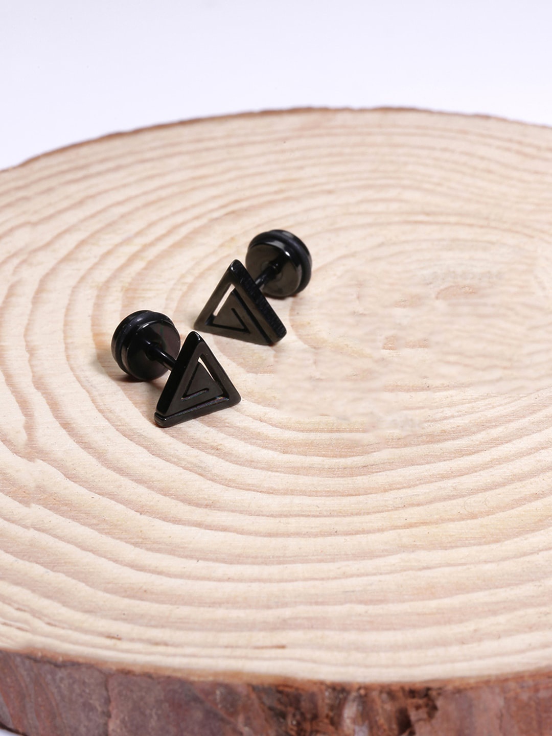

Yellow Chimes Black Triangular Studs Earrings