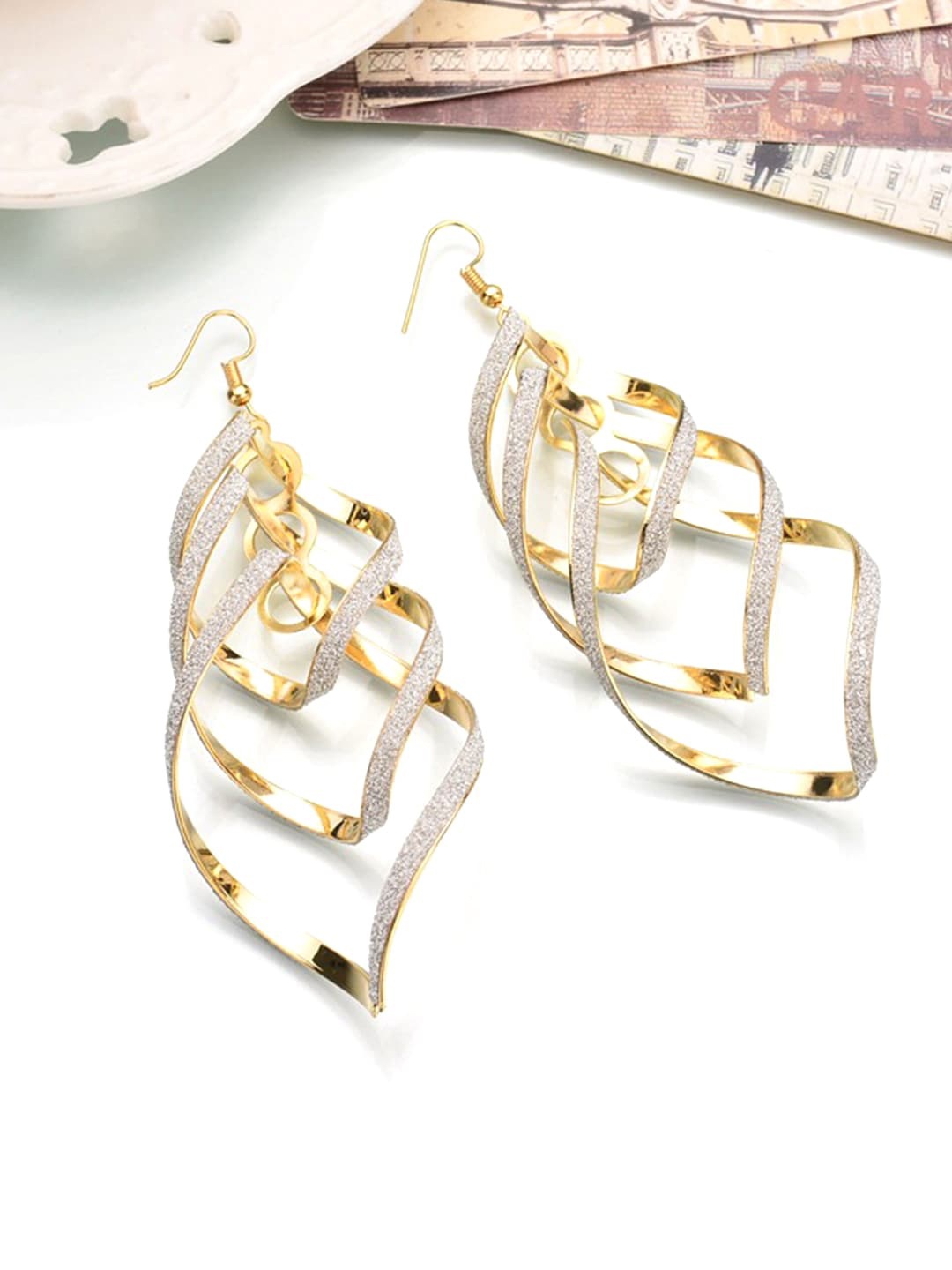 

Yellow Chimes Women Gold-Toned Contemporary Drop Earrings