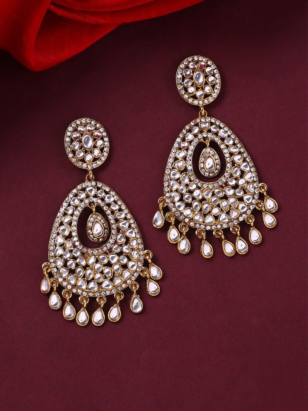 

Yellow Chimes Gold-Toned Classic Chandbalis Earrings