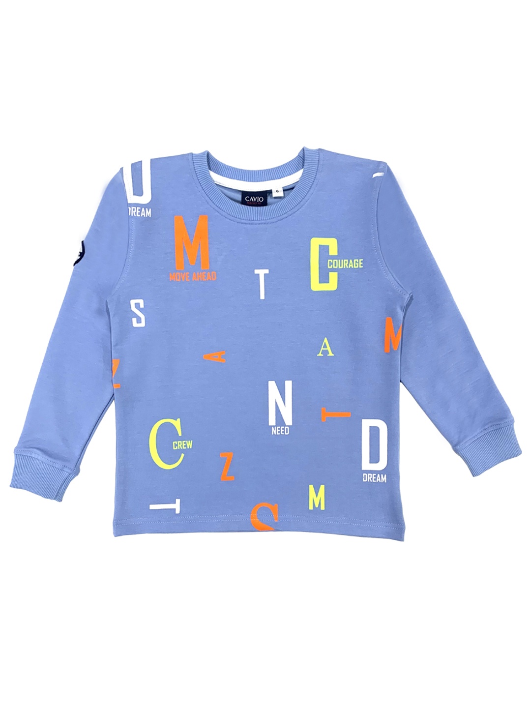 

CAVIO Boys Blue Typography Printed T-shirt
