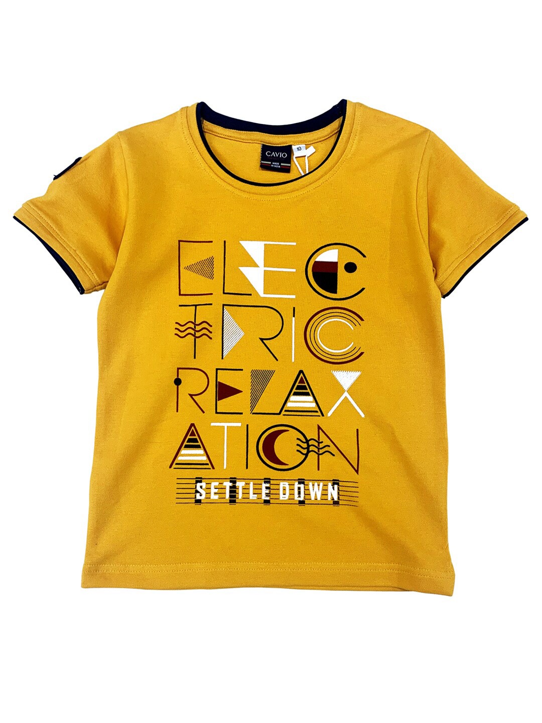 

CAVIO Boys Gold-Toned Printed Applique T-shirt