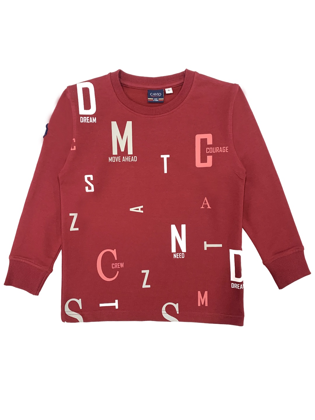 

CAVIO Boys Maroon Typography Printed T-shirt