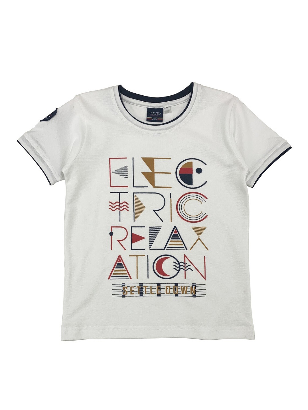 

CAVIO Boys White Typography Printed T-shirt