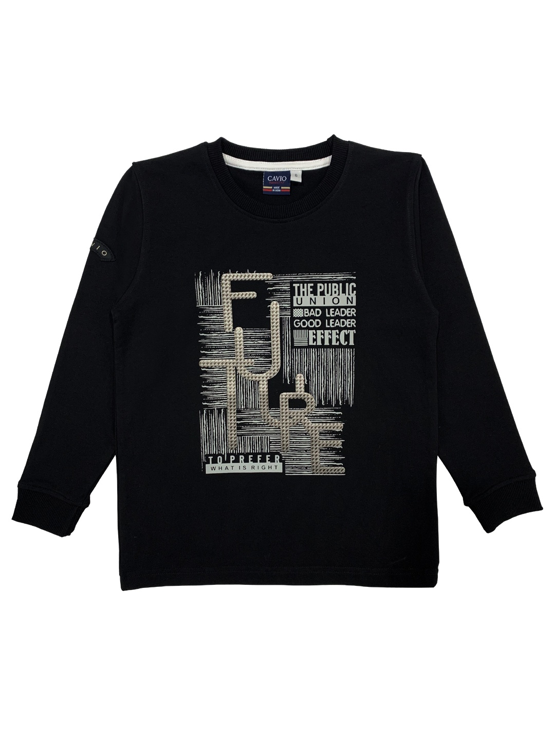 

CAVIO Boys Black Printed T-shirt