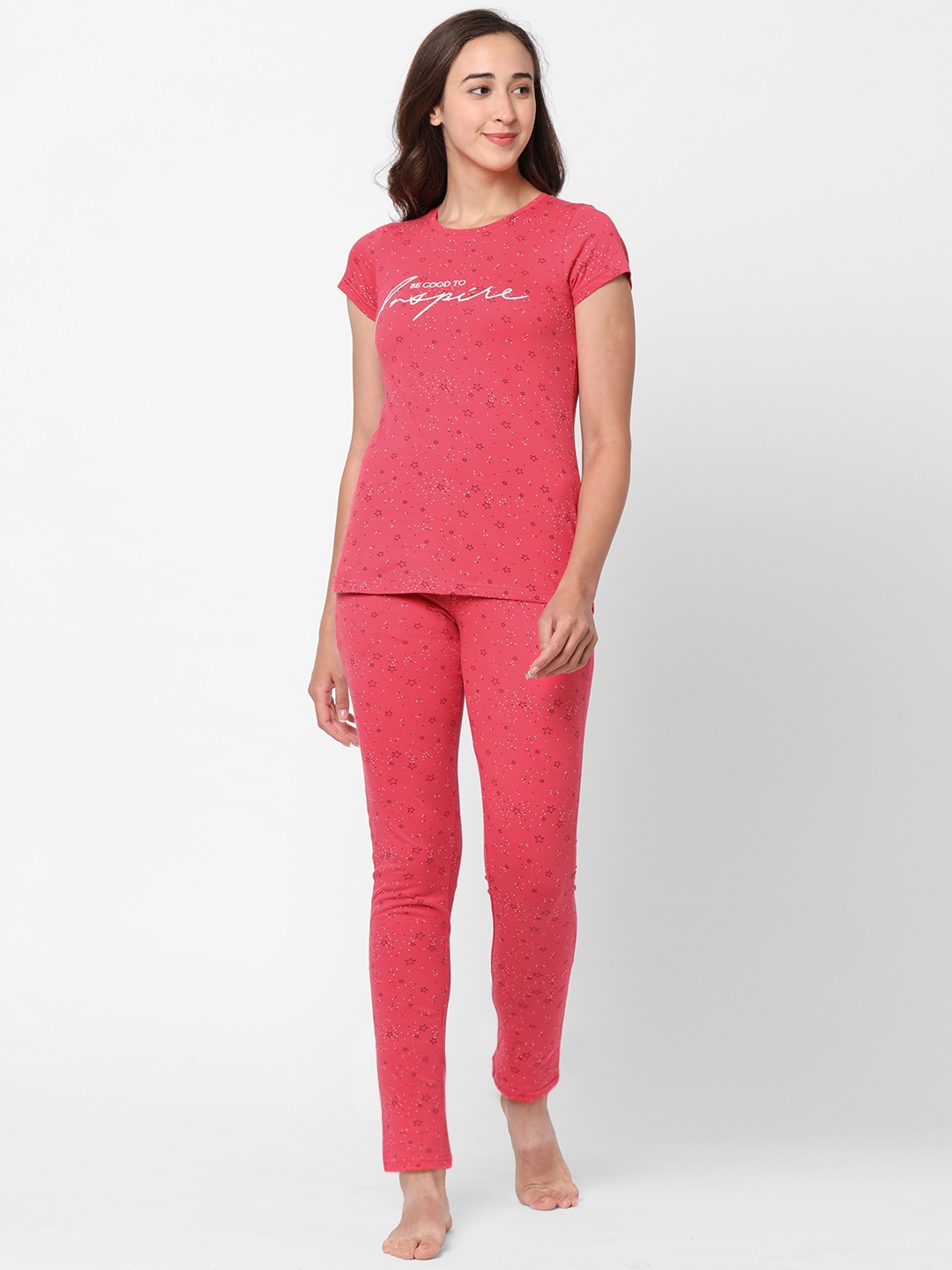 

Sweet Dreams Women Fuchsia & Black PrintedNight suit