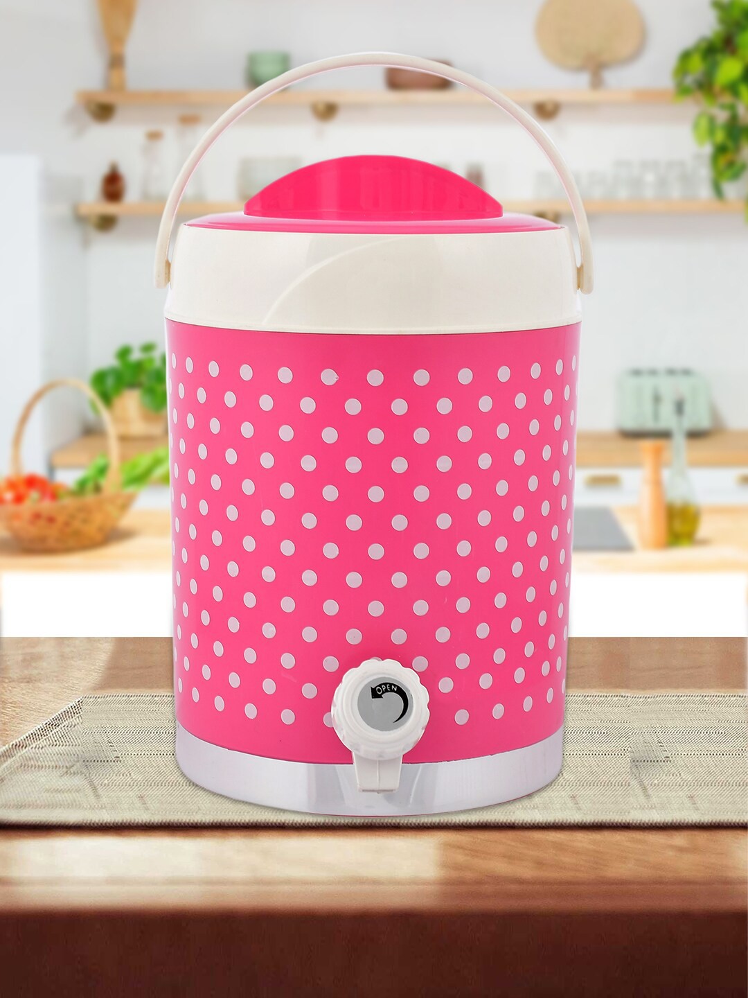 

Kuber Industries Pink & White Printed Insulated Water Jug With Handle