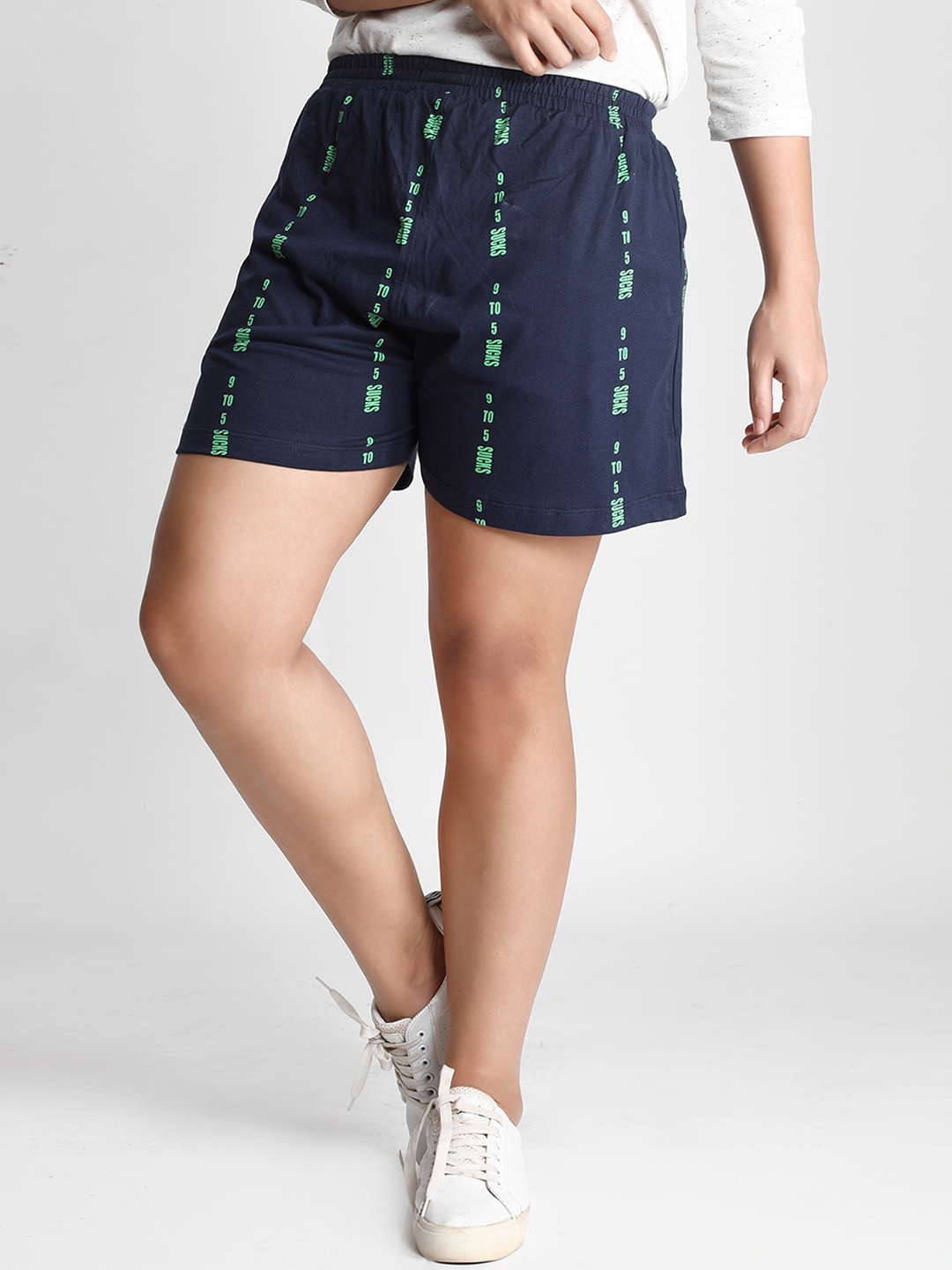 

Dream of Glory Inc Women Navy Blue Printed Cotton Shorts