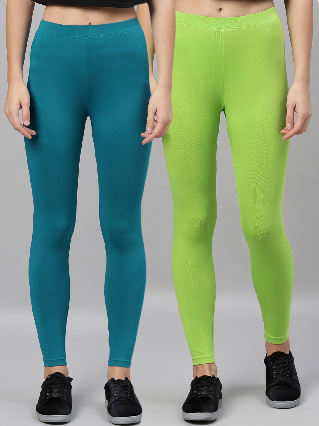 

Kryptic Women Pack Of 2 Solid Ankle-Length Leggings, Green