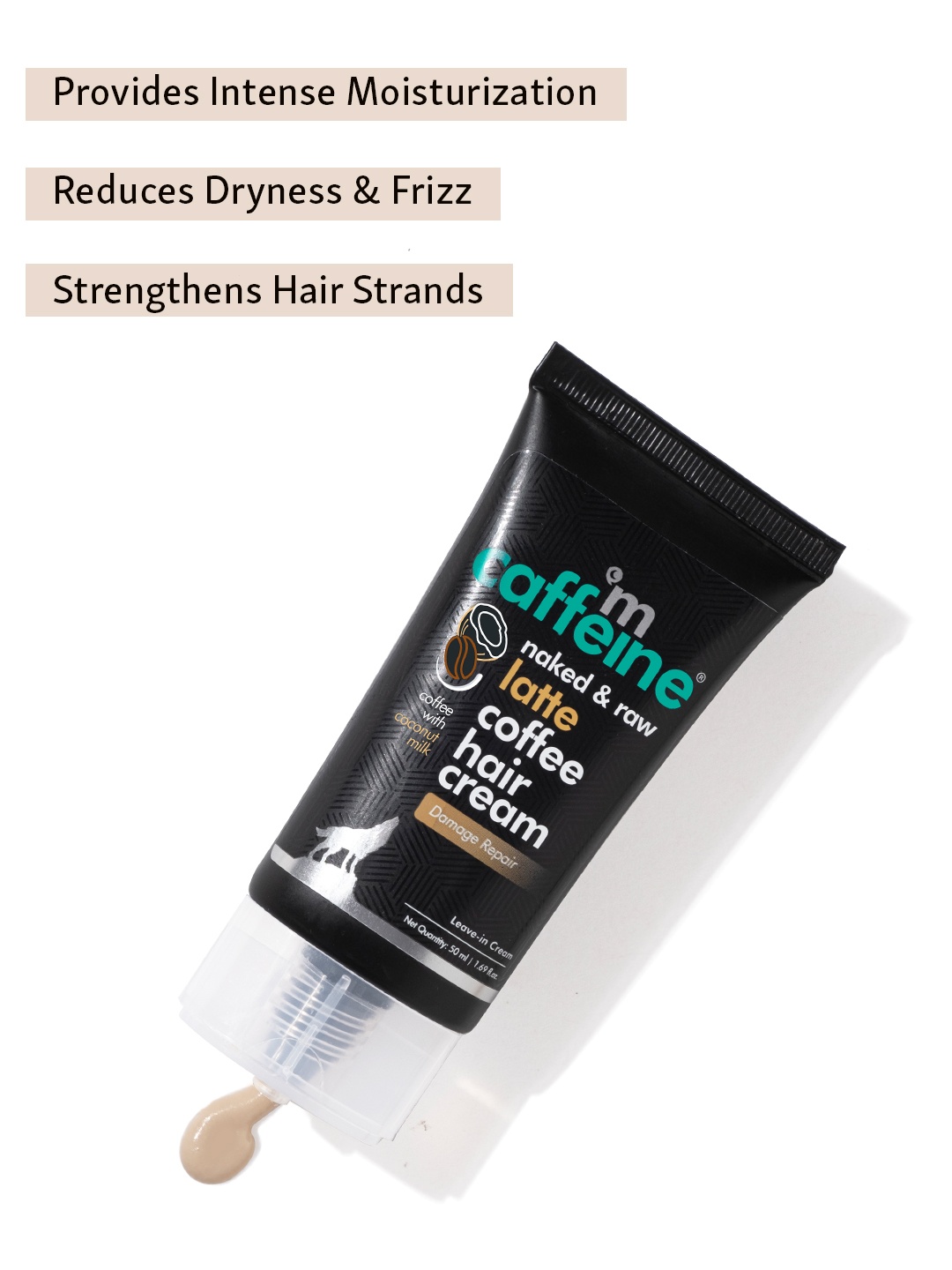 

MCaffeine Post Shower Latte Coffee Leave-In Hair Cream with Coconut Milk, Beige