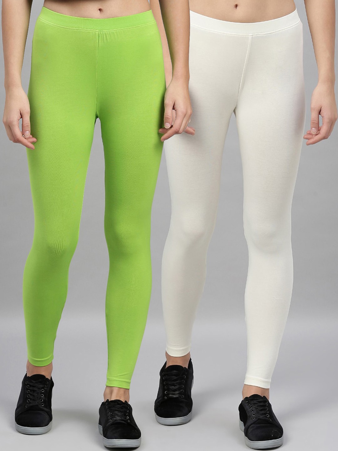 

Kryptic Women Pack Of 2 Solid Ankle-Length Leggings, Green