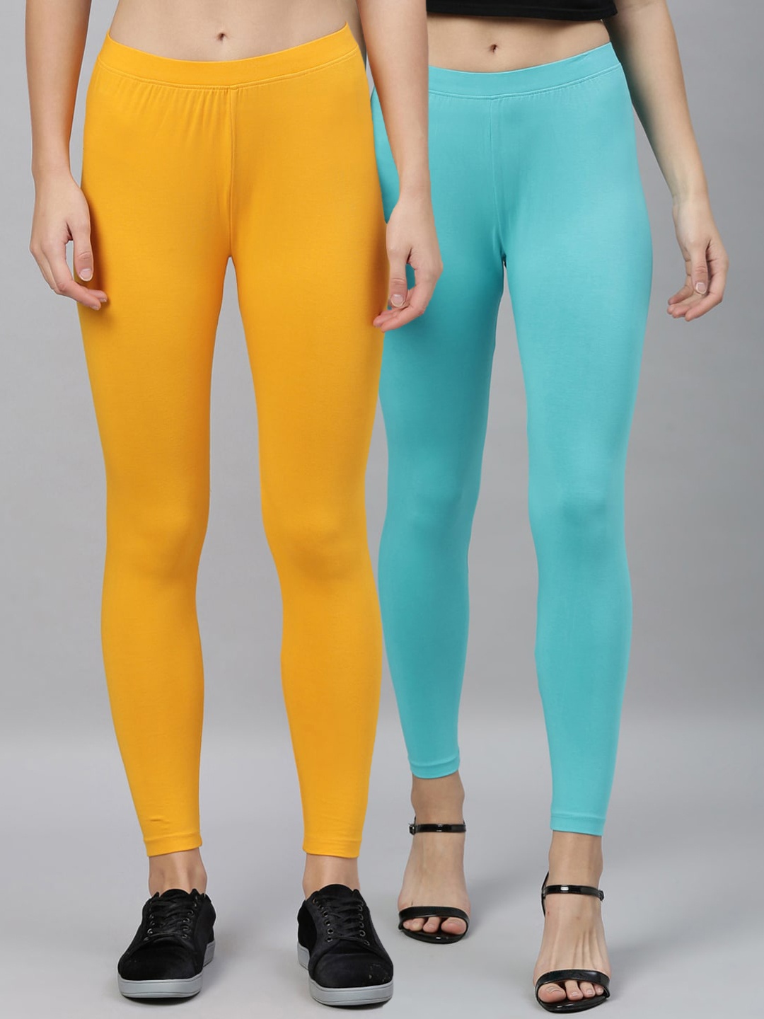 

Kryptic Woman Pack Of 2 Yellow & Blue Ankle-Length Leggings