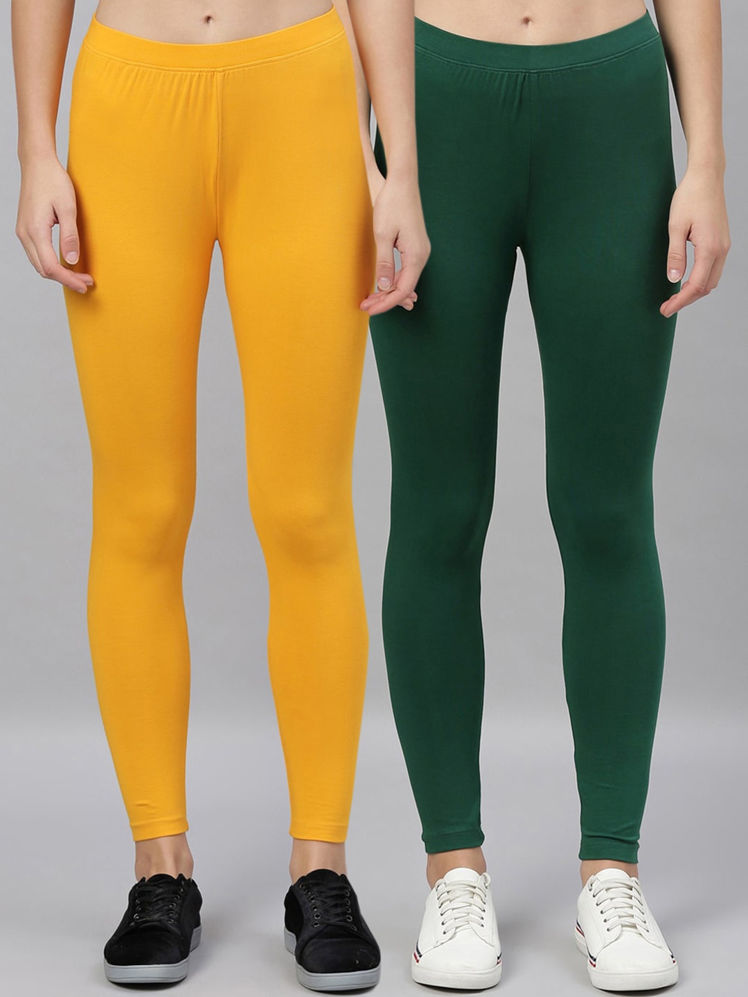 

Kryptic Women Pack Of 2 Solid Ankle-Length Leggings, Green
