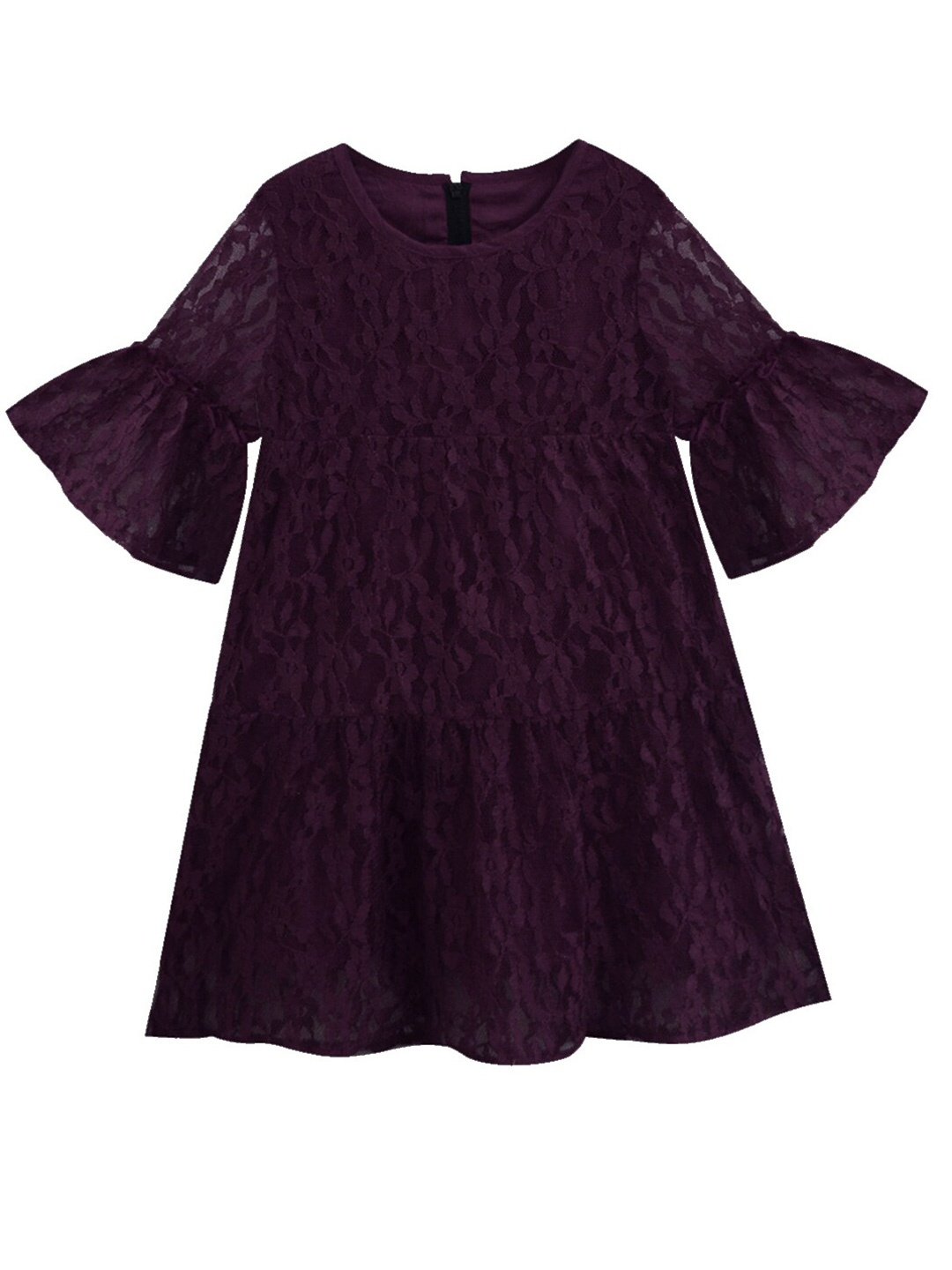 

A T U N Girls Purple Lace Bell Sleeves Dress