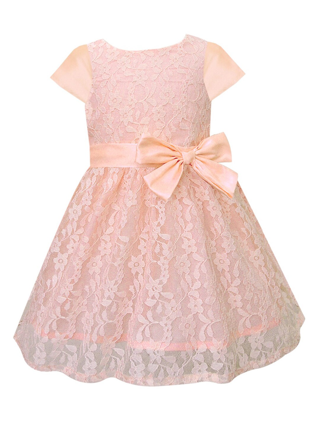 

A.T.U.N. Girls Peach-Coloured Lace Fit and Flare Dress