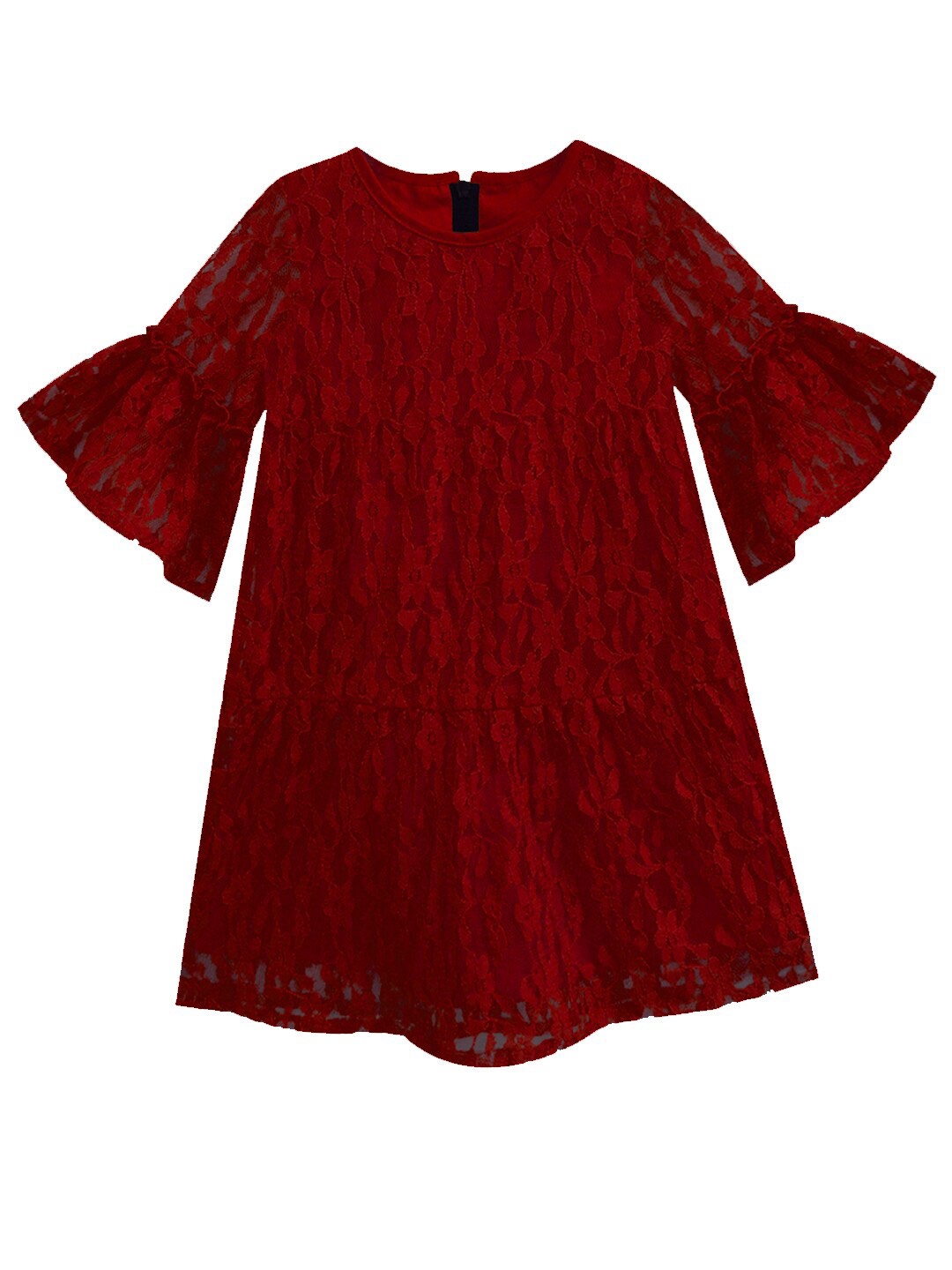 

A T U N Maroon Lace A-Line Dress