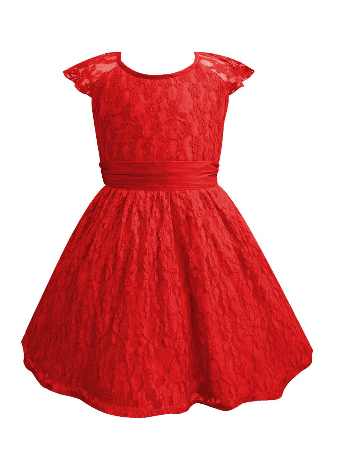 

A T U N Girls Red Lace Dress