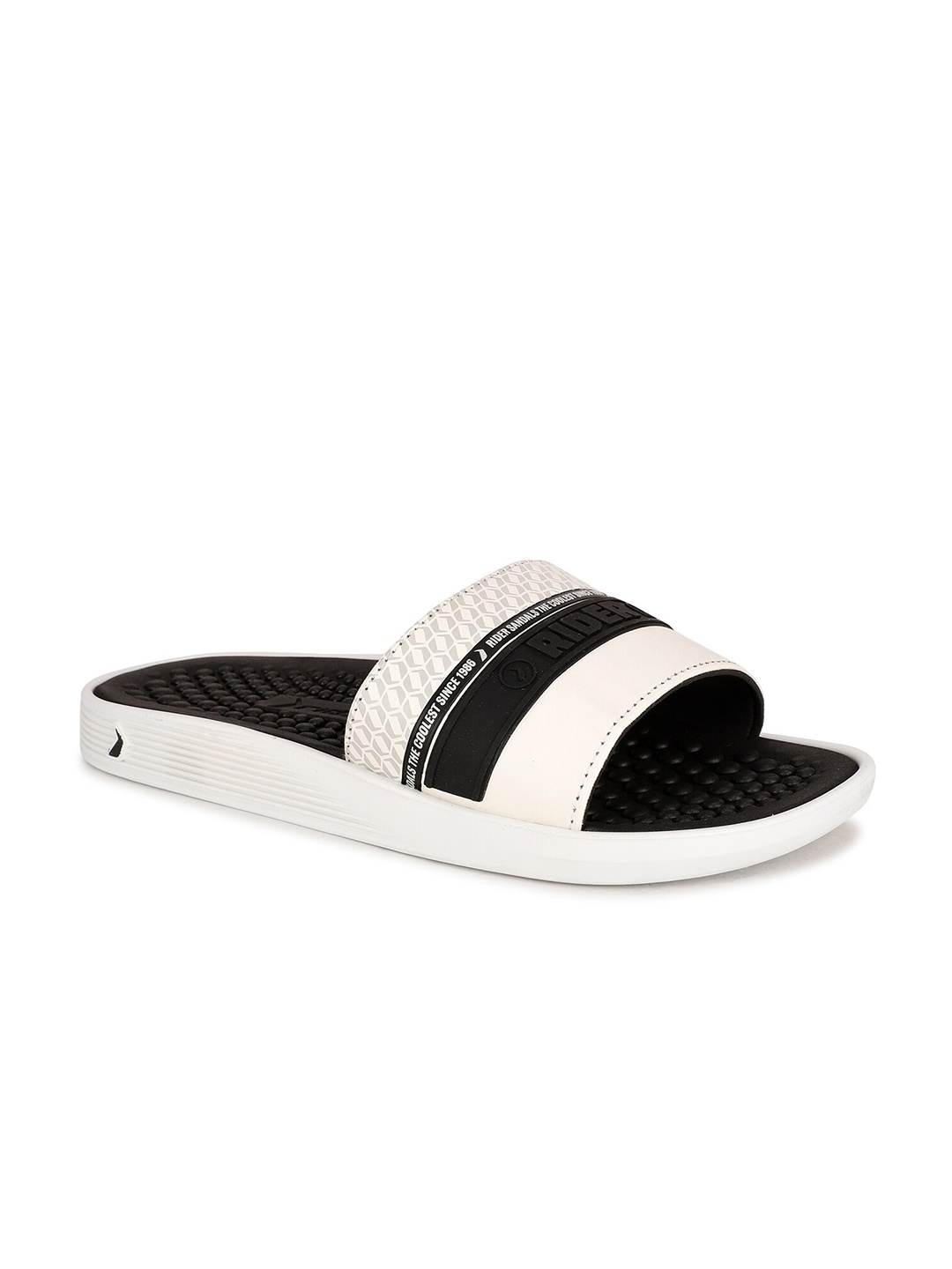 

Rider Men Black & White Striped Sliders