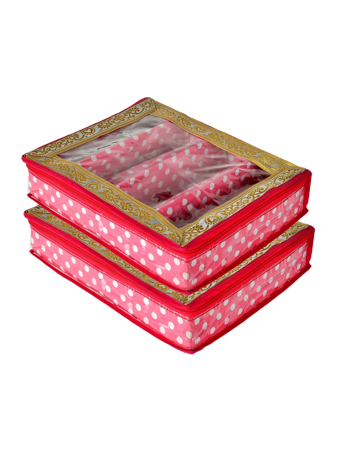 

Kuber Industries Set Of 2 Pink Printed Jewellery Organizer