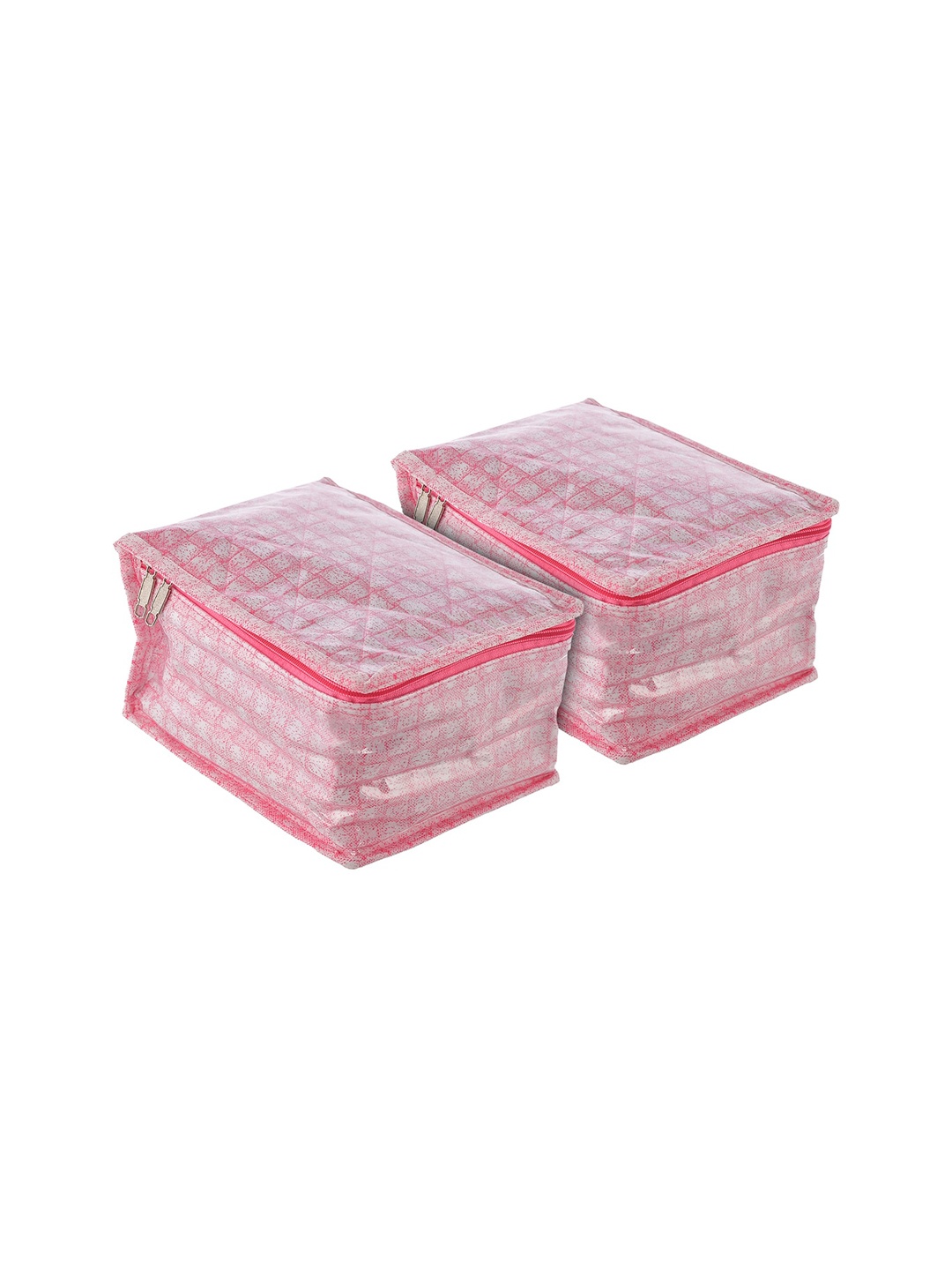 

Kuber Industries Set Of 2 Pink & White Printed Jewellery Organisers