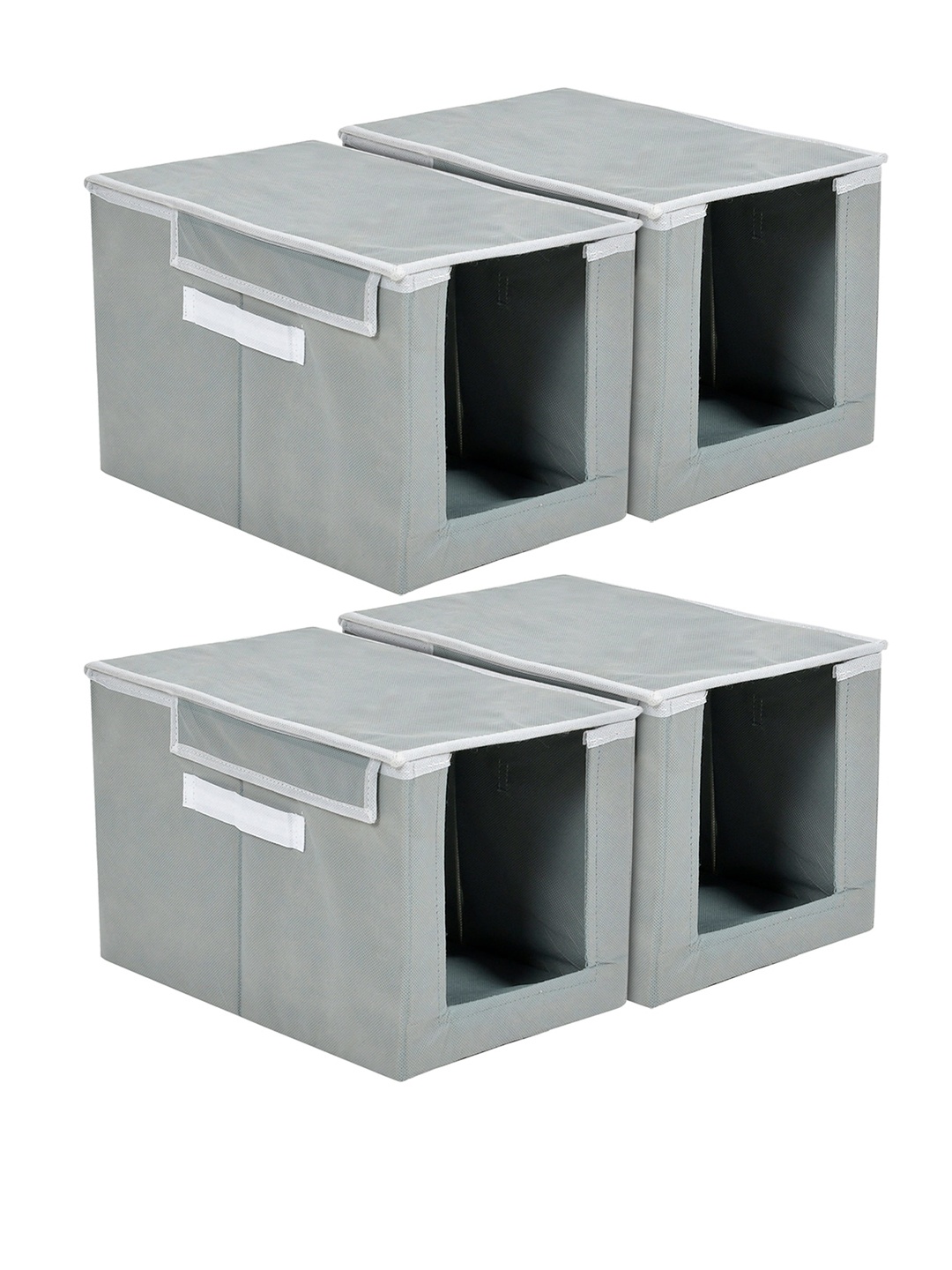 

Kuber Industries Set Of 4 Grey Solid Cloth Stacker Wardrobe Organisers
