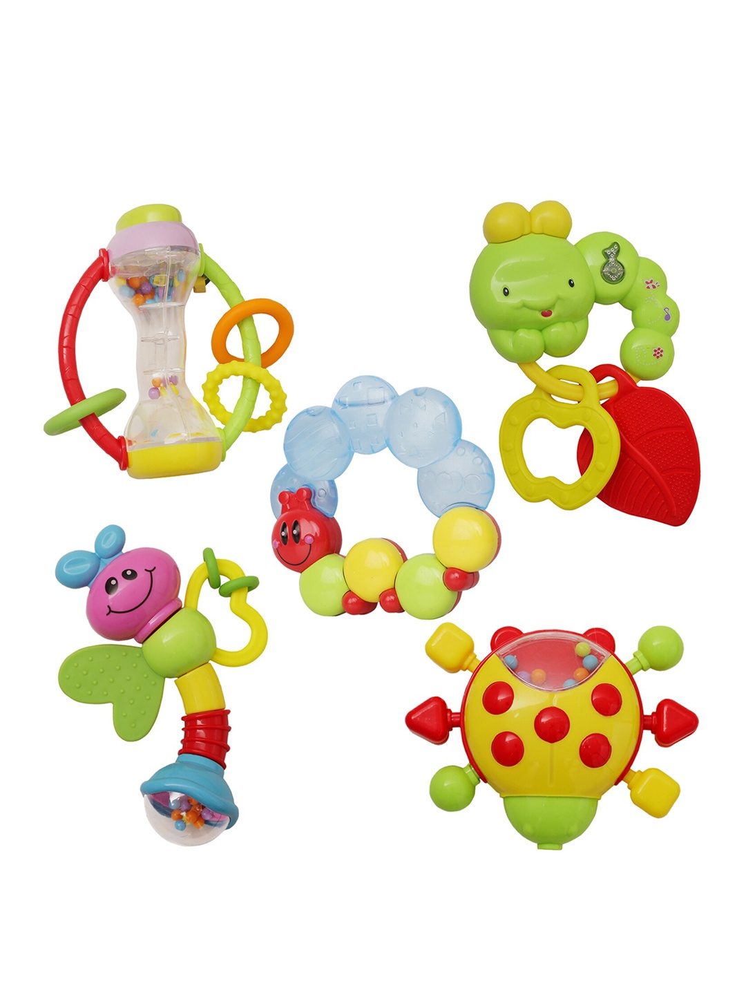 

Baby Moo Set of 5 Multicolour Musical Rattle Toys With Light, Multi