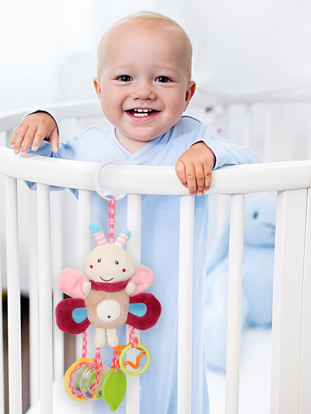 

Baby Moo Infant Kids Multi-Coloured Butterfly Hanging Toy With Teether