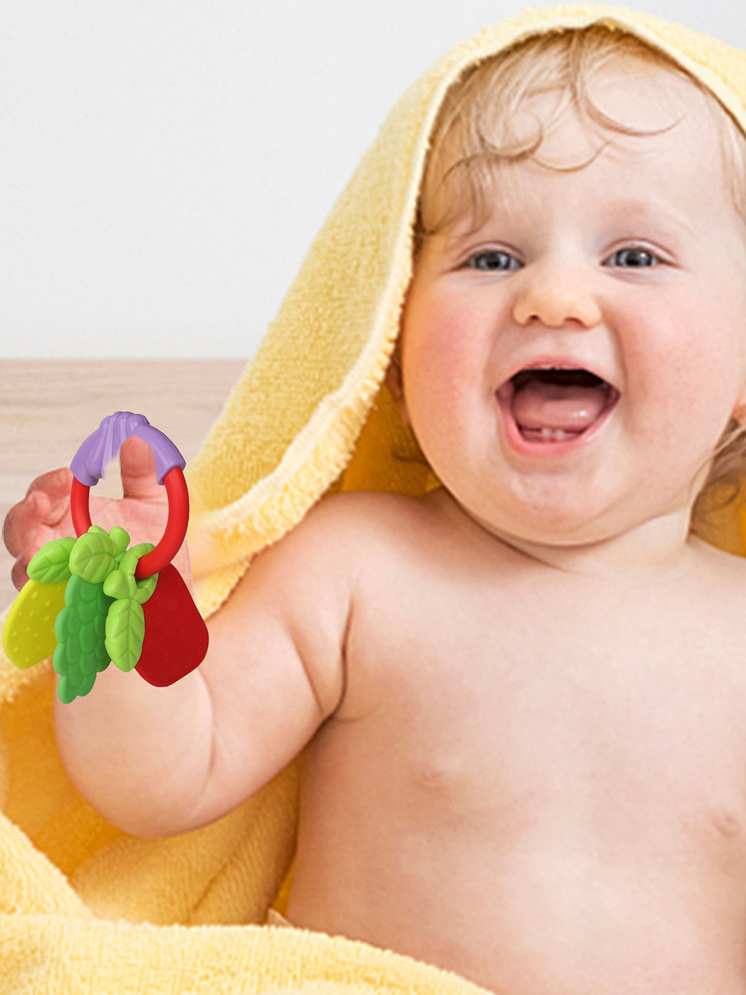 

Baby Moo Kids Red & Blue Fruit Rattle Teether, Multi