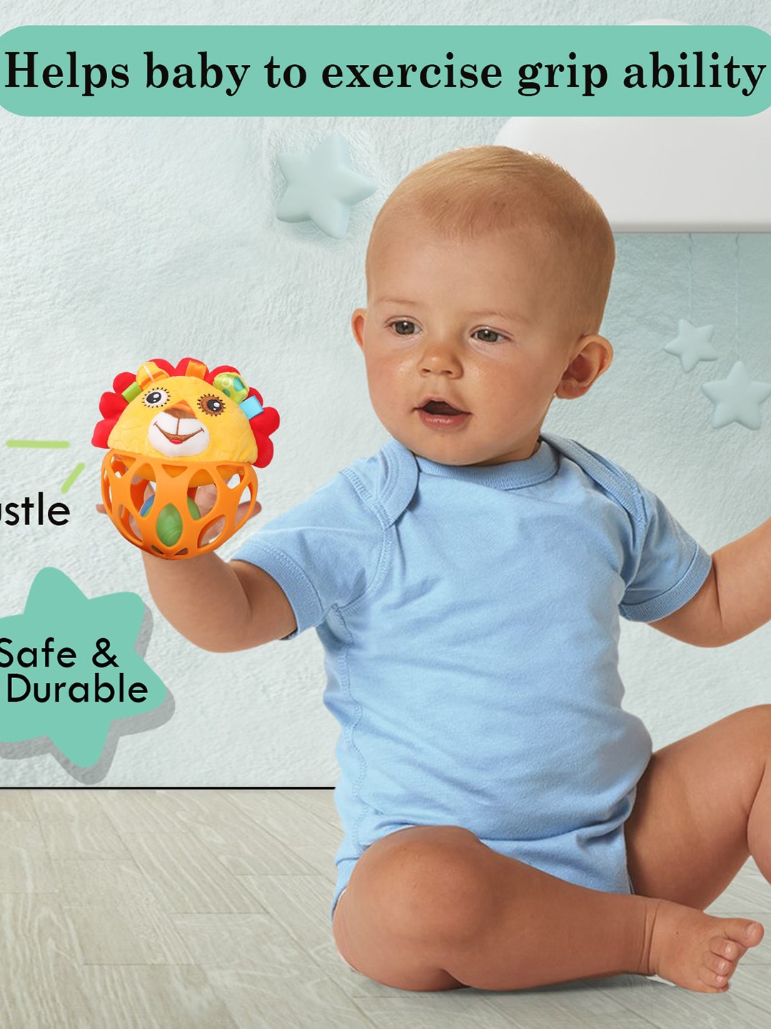 

Baby Moo Kids Orange & Yellow Lion Orange Rattle Ball