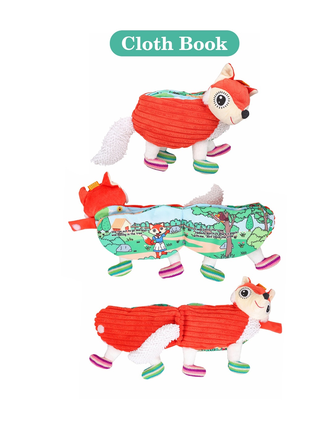 

Baby Moo Kids Red & Green Fox Cloth Story Book