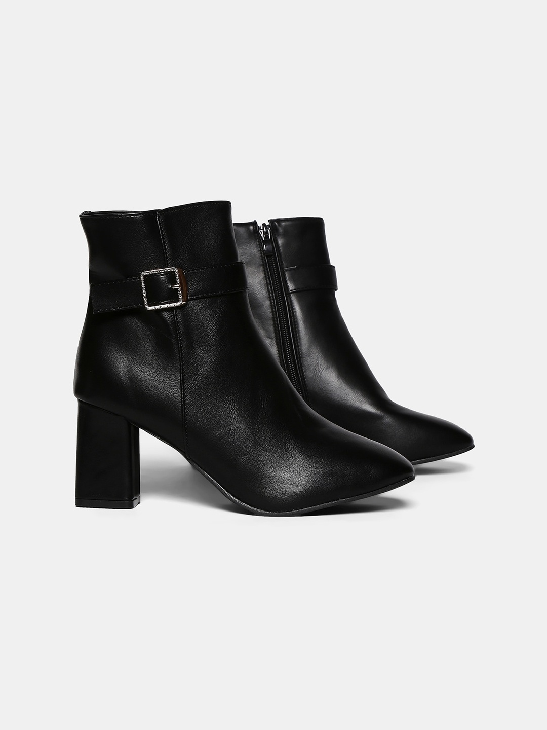 

20Dresses Black Party Block Heeled Boots with Buckles