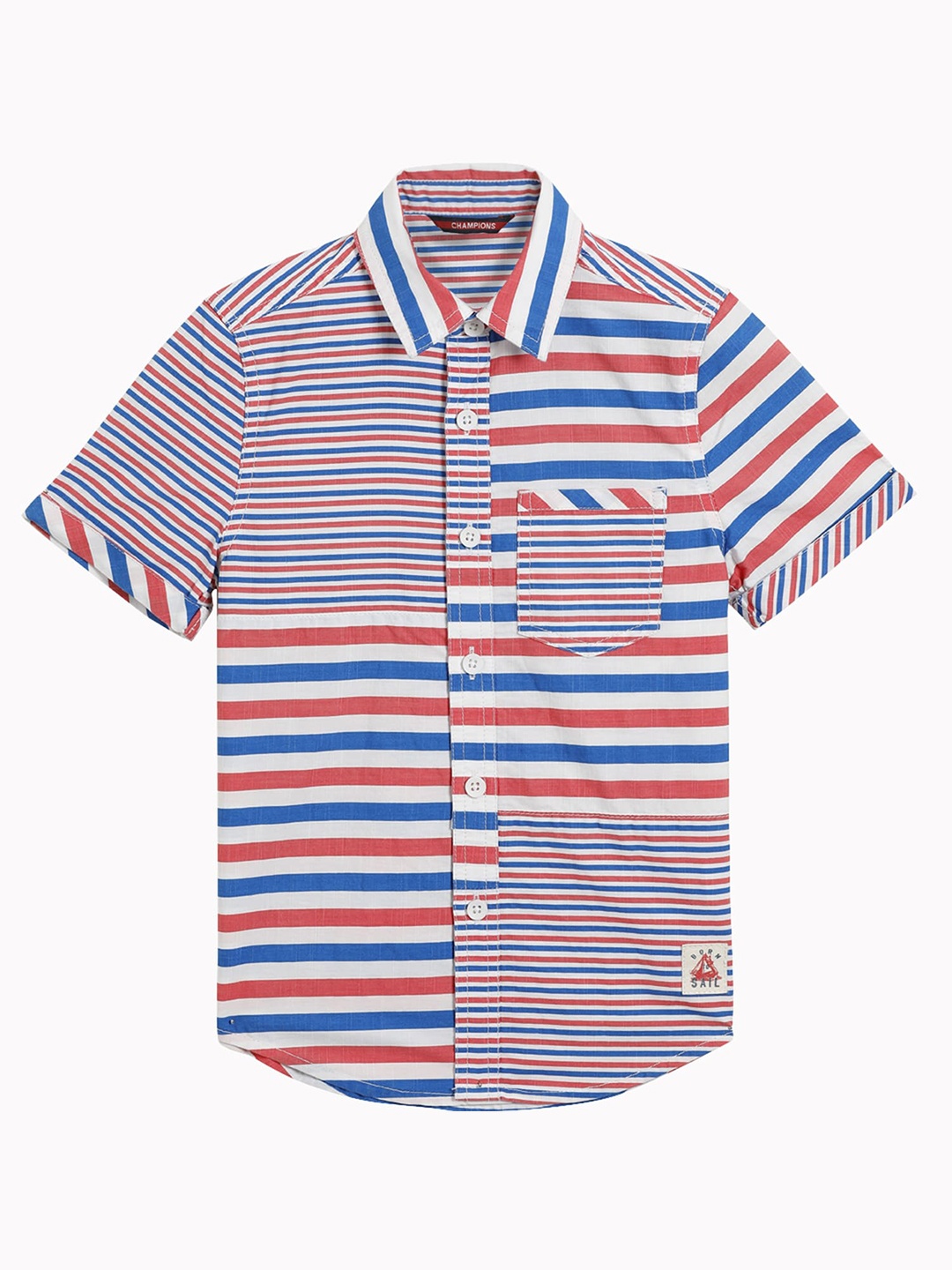 

UNDER FOURTEEN ONLY Boys Red & White Horizontal Stripes Striped Casual Shirt