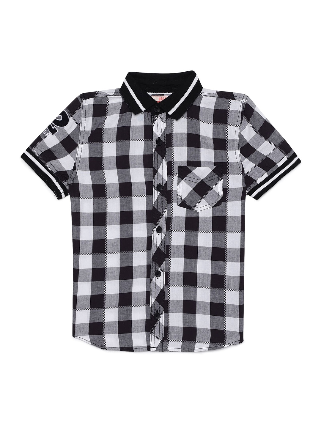 

UNDER FOURTEEN ONLY Boys Black Gingham Checks Checked Casual Shirt