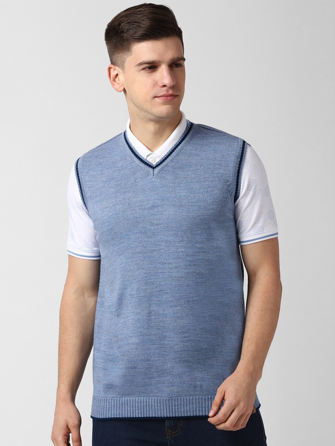 

Peter England Casuals Men Blue & Black Sweater Vest