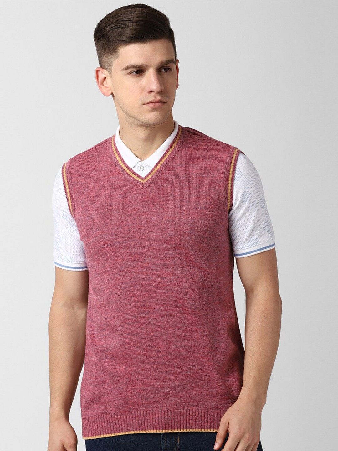 

Peter England Casuals Men Red Sweater Vest