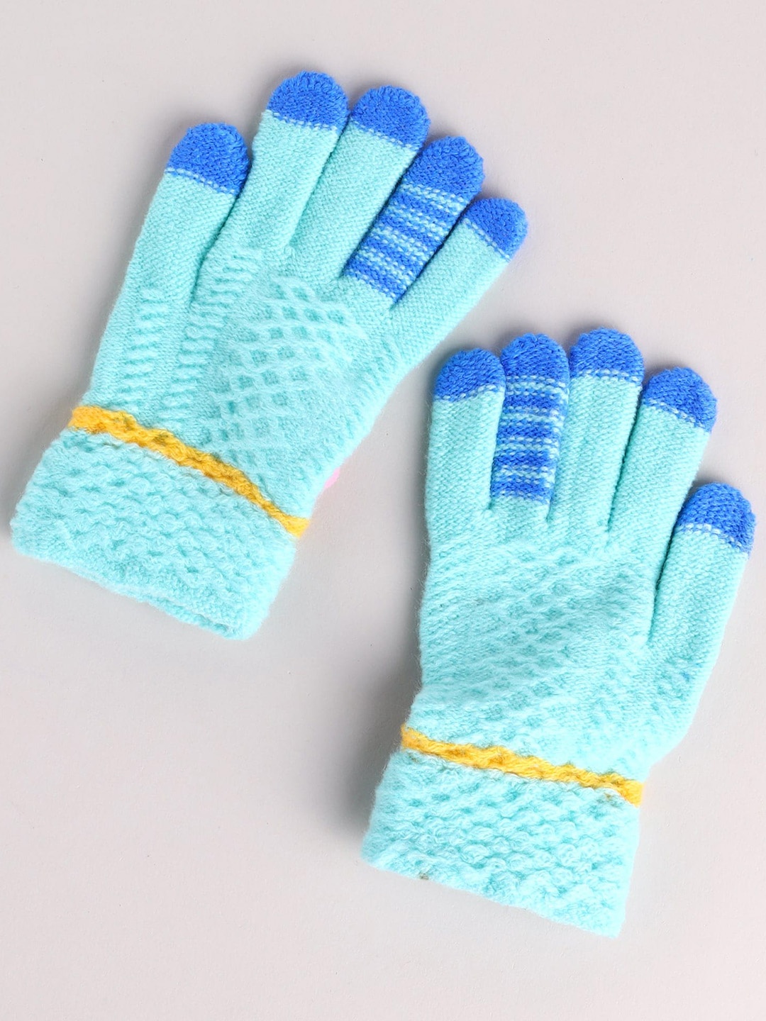 

Toonyport Kids Blue & Yellow Patterned Woolen Hand Gloves