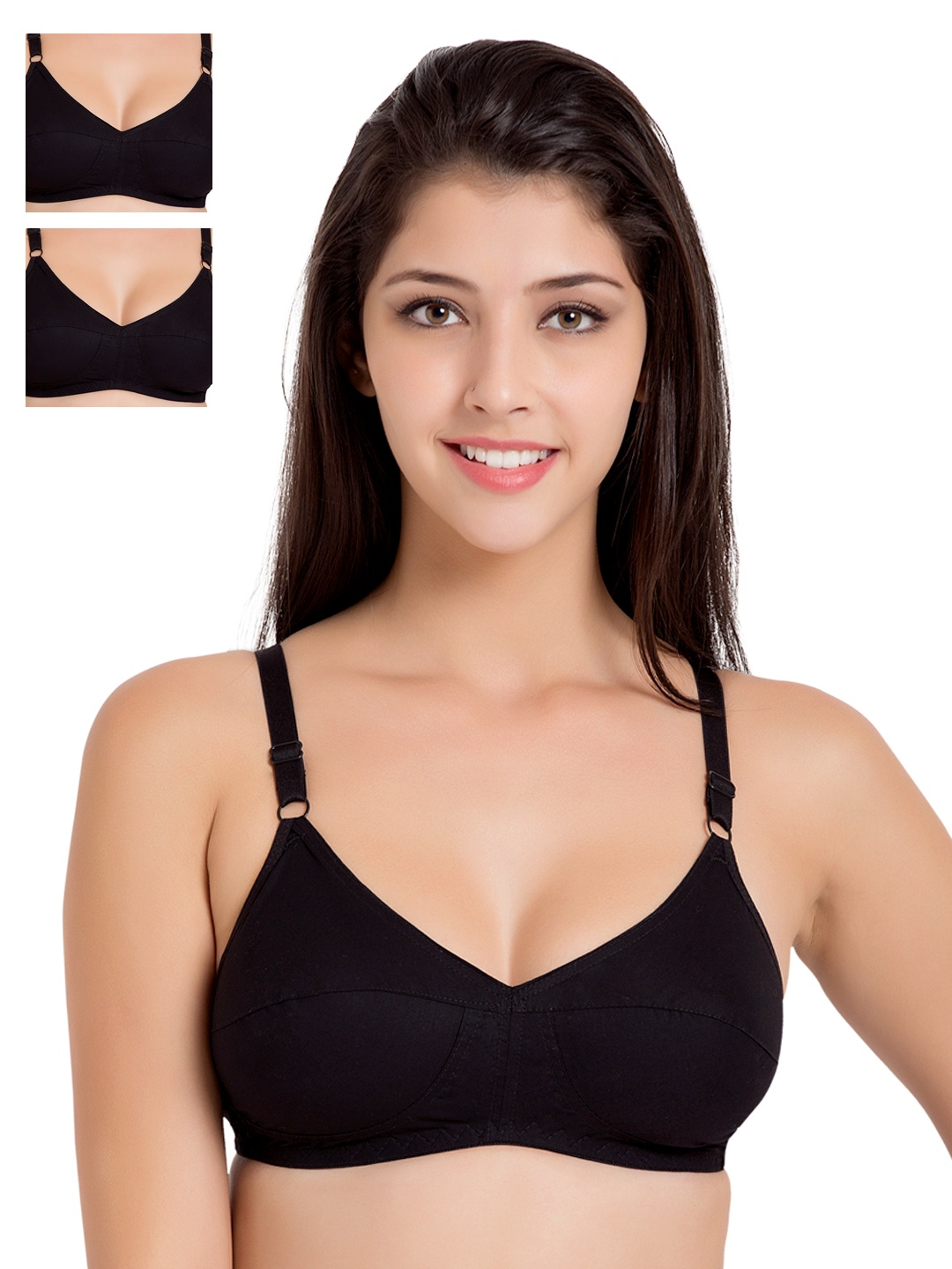 

Souminie Pack of 3 Black Full-Coverage Bras SLY931BL-3PC-44D