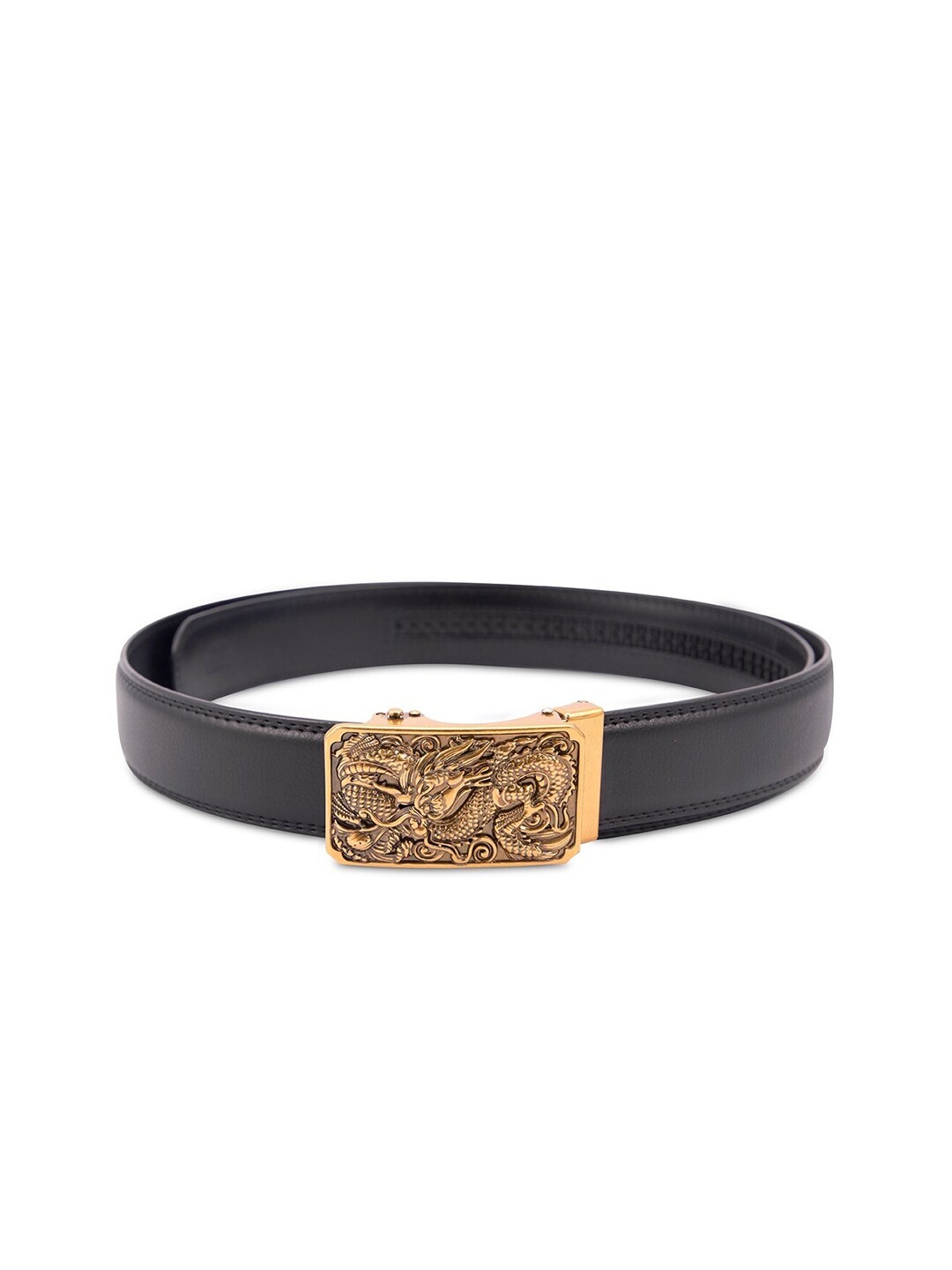 

BANGE Men Black Textured Leather Formal Belt