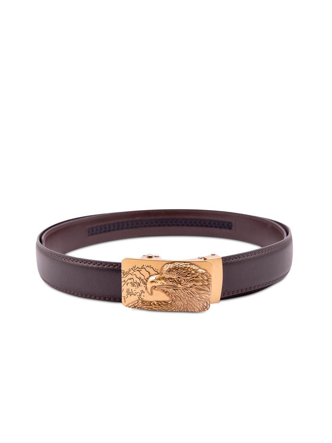 

BANGE Men Brown Textured Eagle Head Design Leather Belt