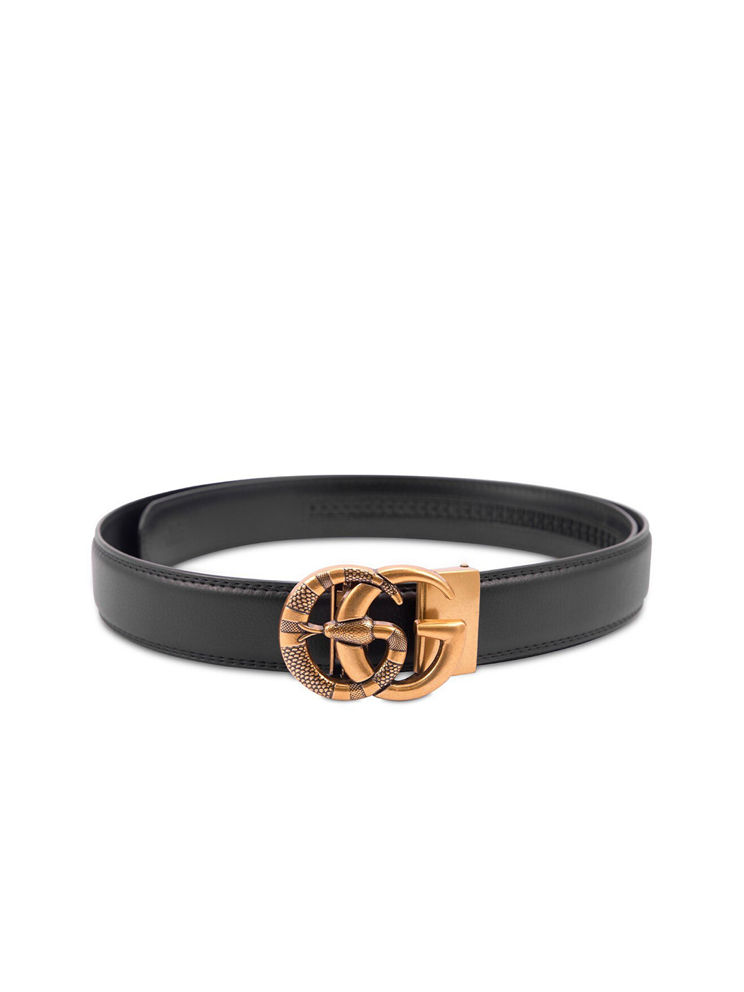 

BANGE Men Black Textured Leather Belt