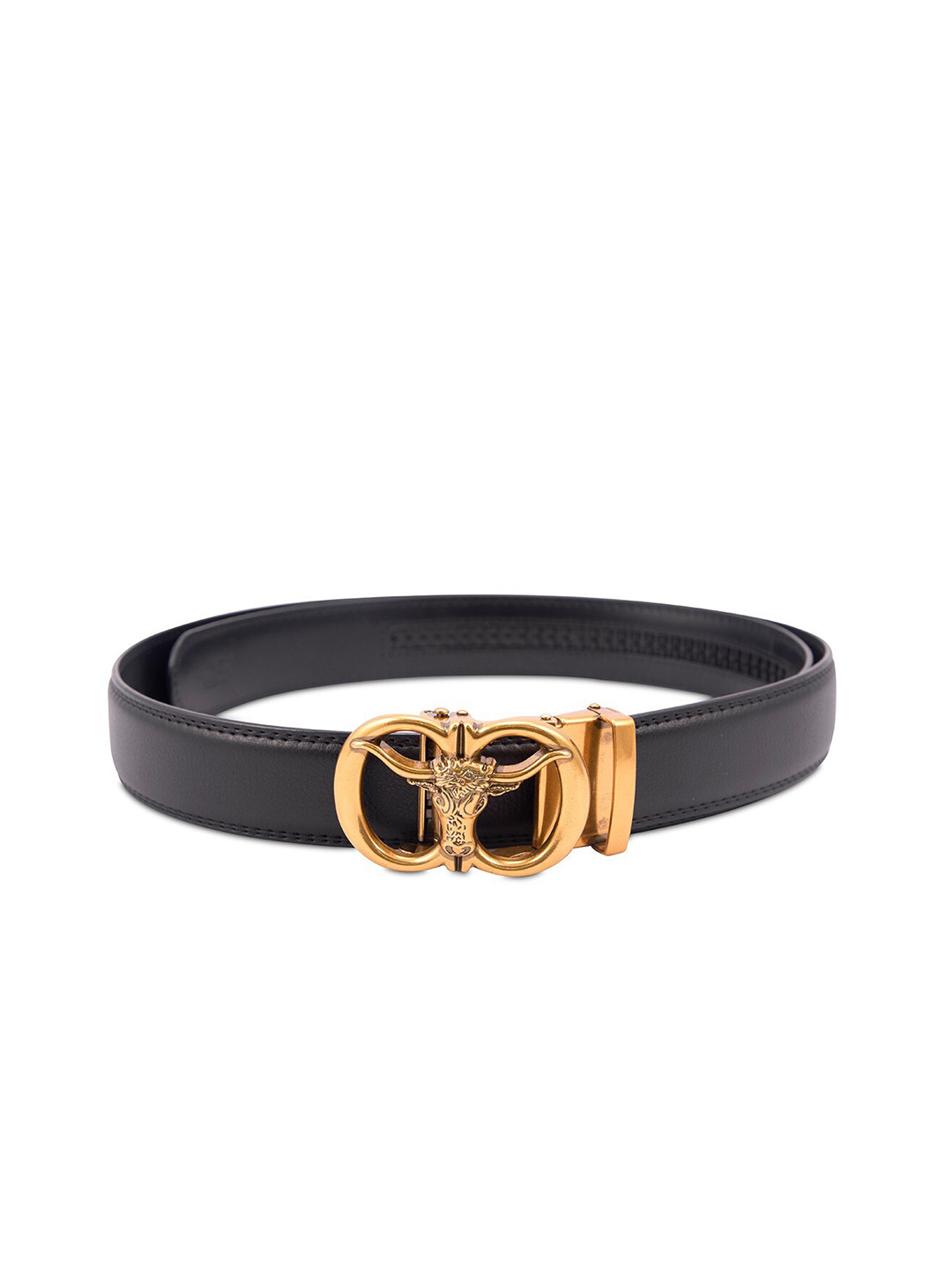 

BANGE Men Black Textured Leather Belt