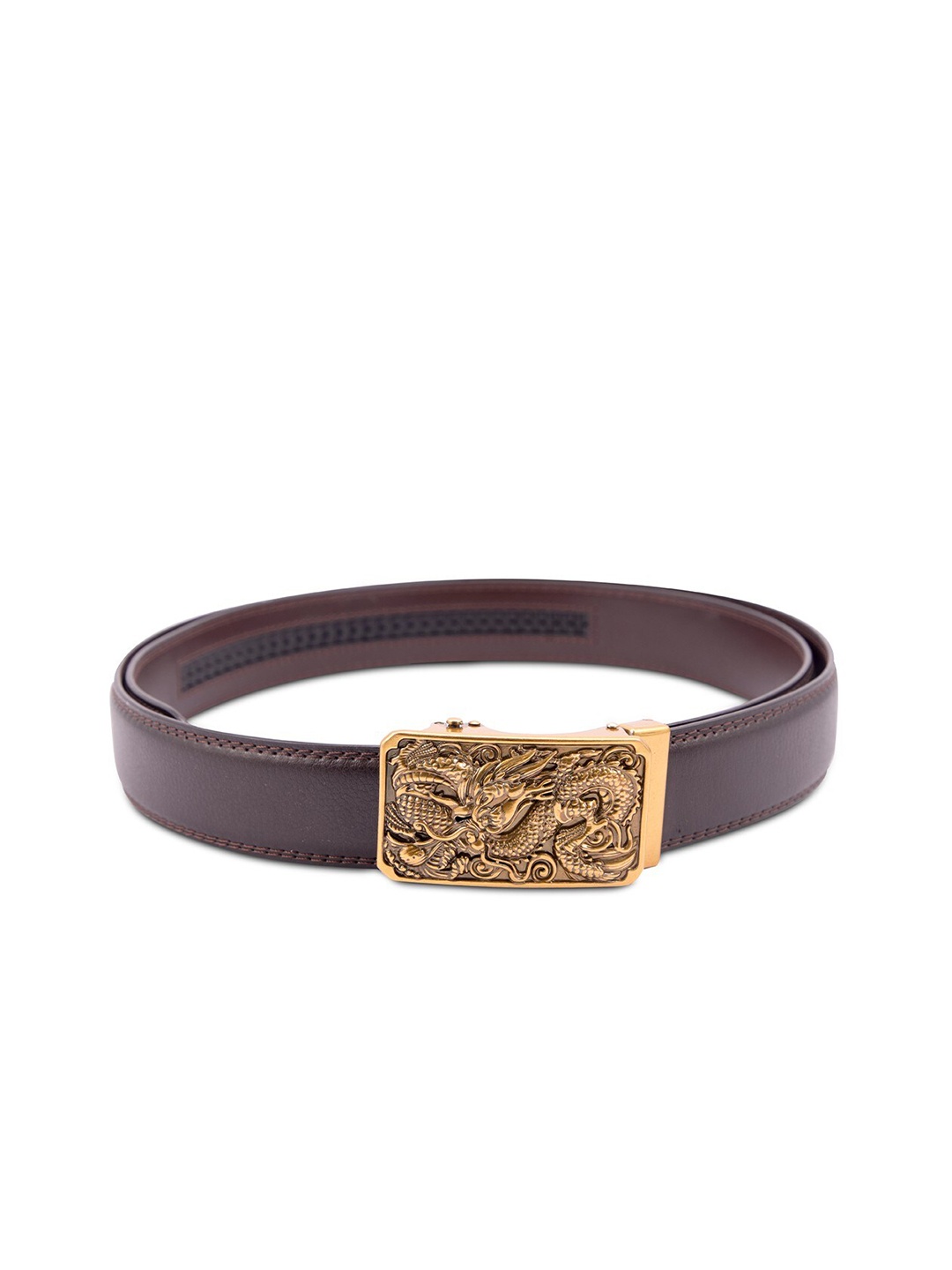 

BANGE Men Brown Textured Leather Formal Belt