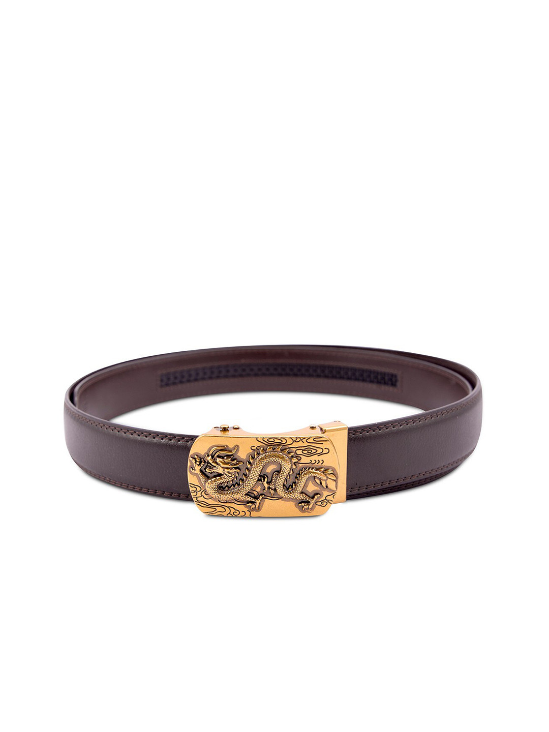 

BANGE Men Brown Textured Leather Formal Belt