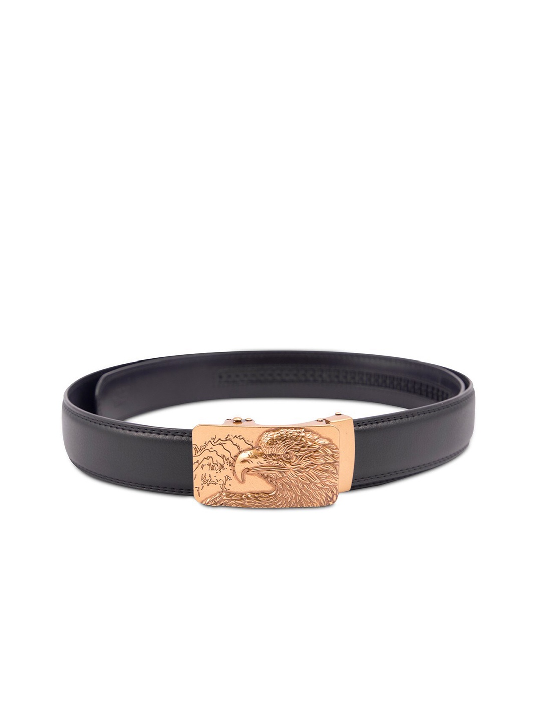 

BANGE Men Black Eagle Head Textured Leather Formal Belt