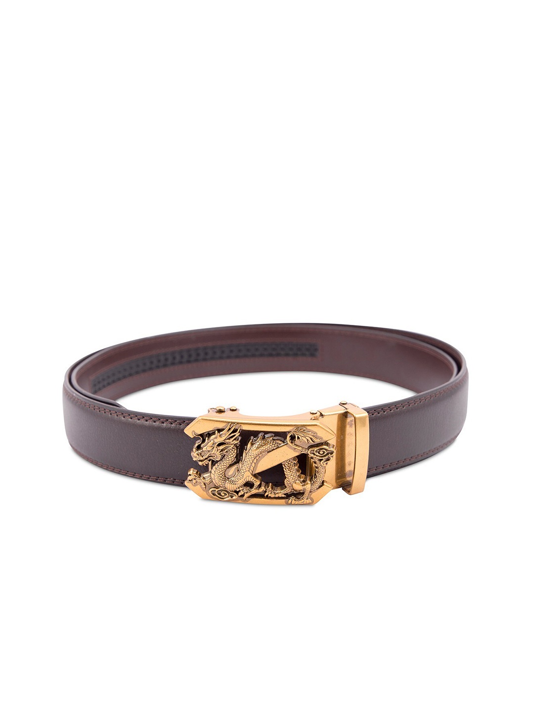 

BANGE Men Brown Dragon Textured Leather Belt