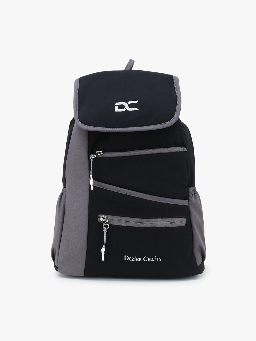 

Dezire Crafts Woman Grey & Black Brand Logo Backpack