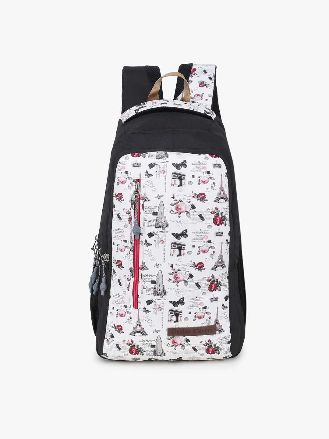 

Dezire Crafts Women White & Black Printed Backpack