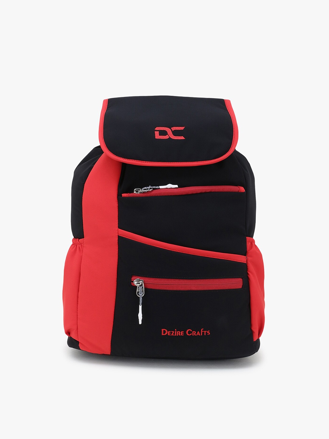 

Dezire Crafts Women Black & Red Brand Logo Backpack