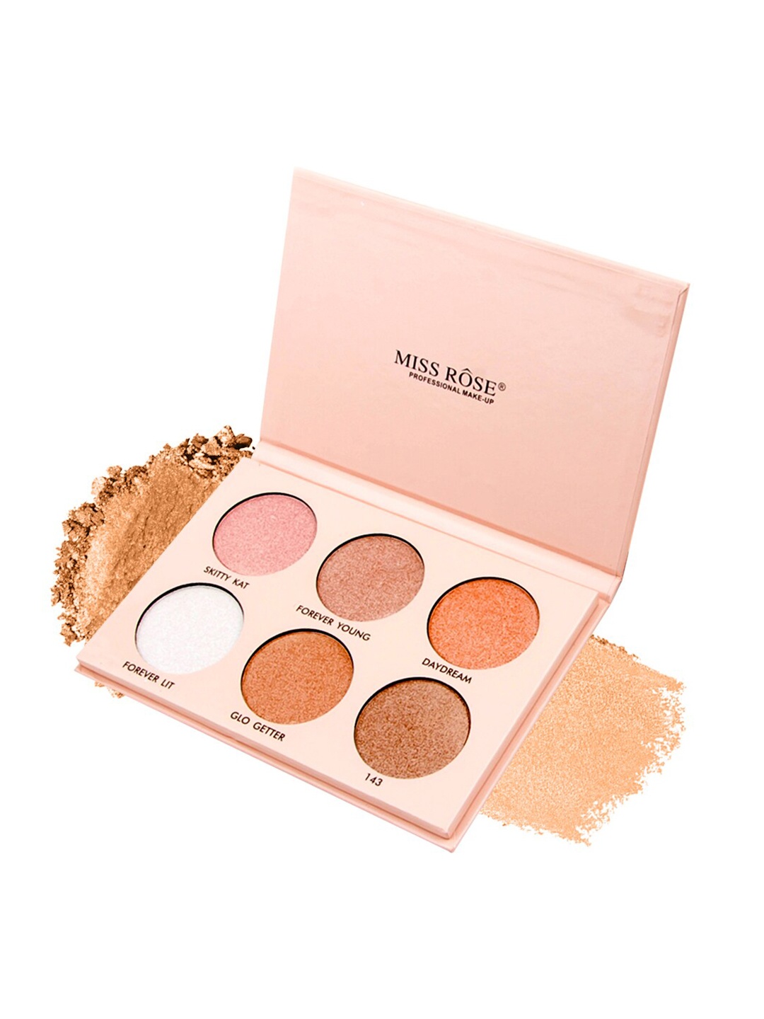

MISS ROSE 6 Color Shimmery Highlighter Glow Palette 7003-037 02, Metallic